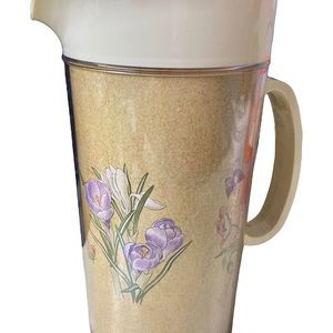 Vintage 1982 Water Pitcher By Thermo-Serv Floral Garden Glories Insulated
